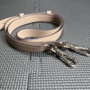 Kate Spade Beige Adjustable Leather Bag Strap W/ Gold Hardware 2 Lobster Clasps